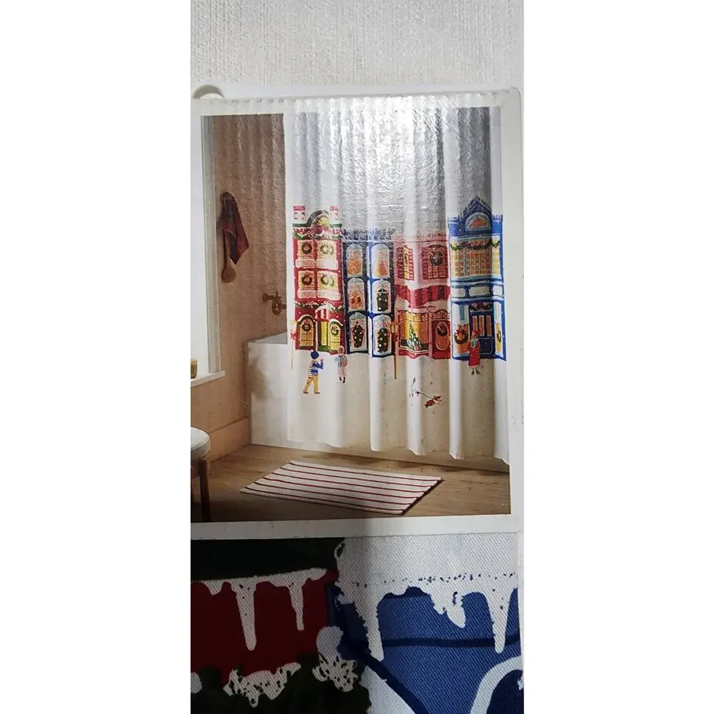 Threshold shower curtains 72inx72in winter city scene